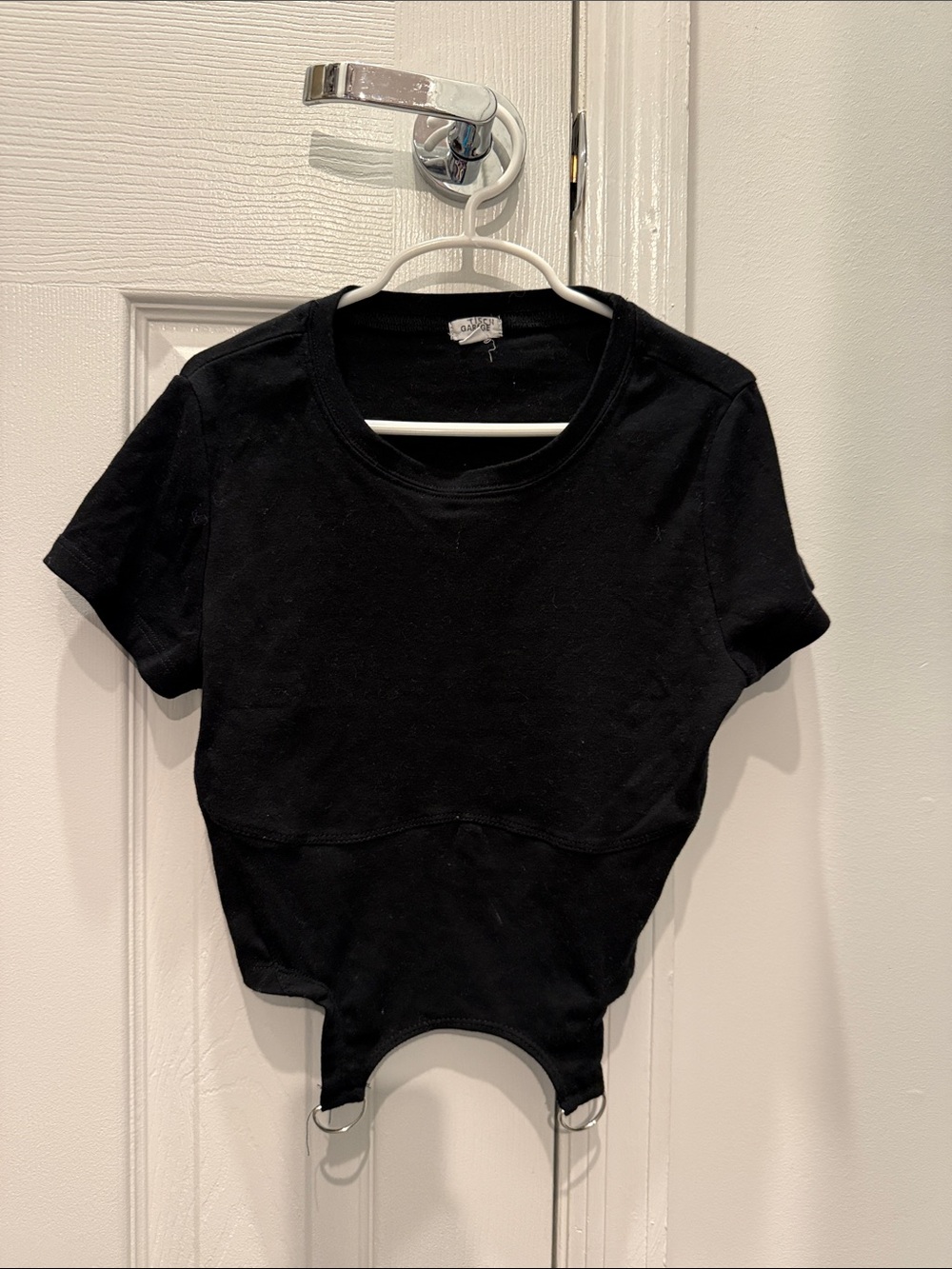 Garage Black Short Sleeve Bodysuit Top